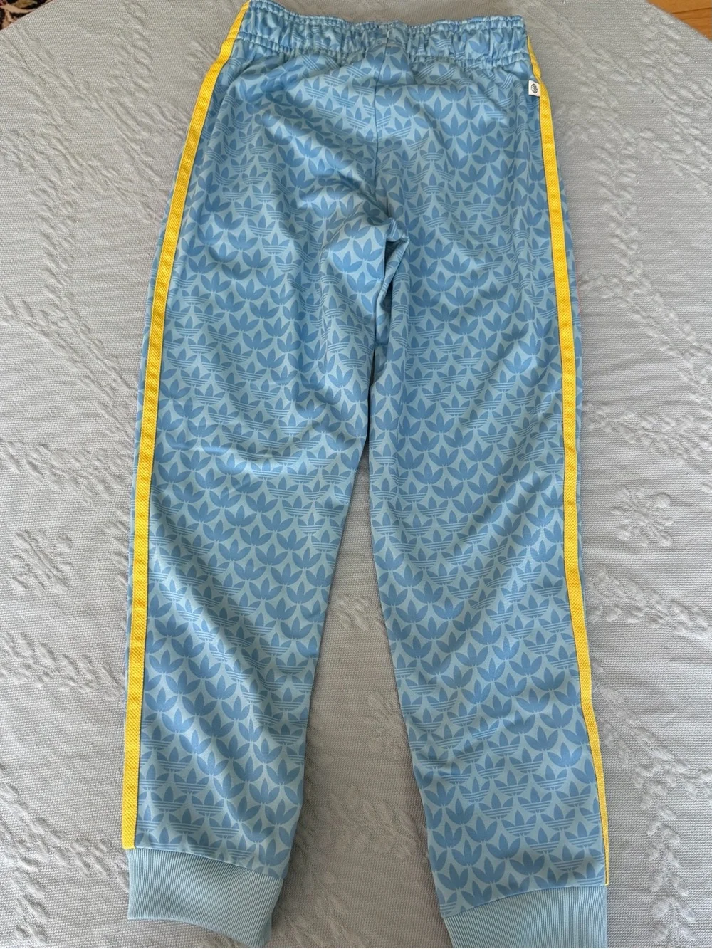Adidas Originals | Monogram Track Pants | Clear Blue Girls XS | Trefoil Joggers